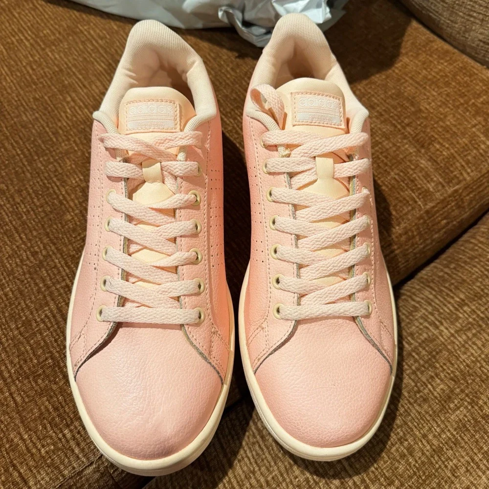 Adidas Neo Advantage Cloudfoam Pink Pebbled Leather Sneakers AW3977 Womens 11